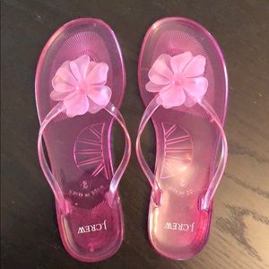 Size 8 J. Crew Jelly Flower Flip Flops - pink